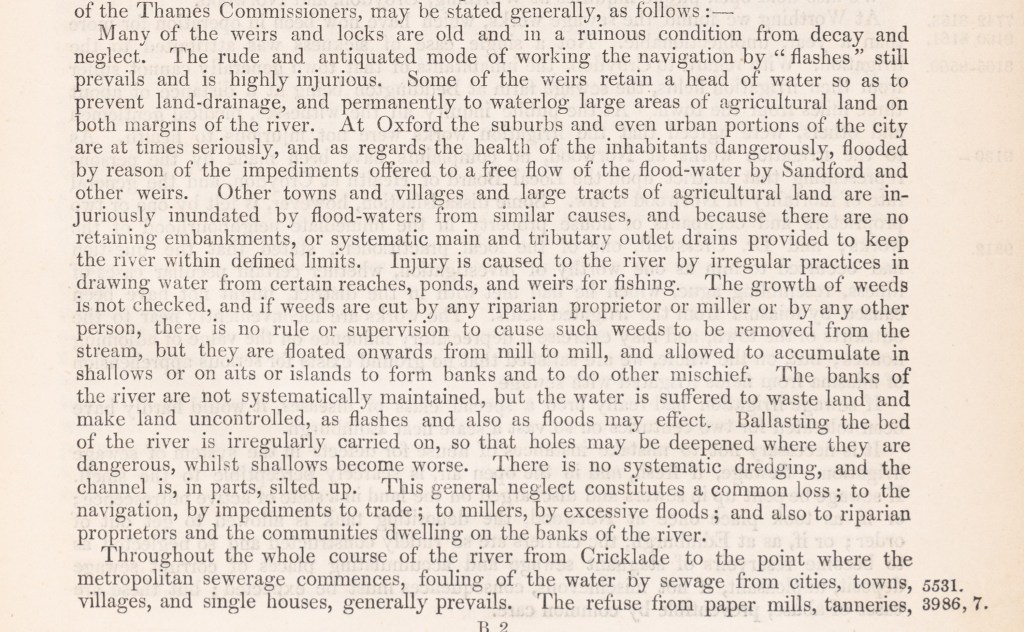 Typescript extract from the report of the Royal Commission appointed to inquire into the best means of preventing the pollution of rivers which outlines the regular injuries caused to the river.