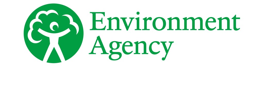 Logo: Green circular symbol showing a white stick figure with arms up and leaves above it to signify a tree. 'Environment Agency' is in green font next to it.