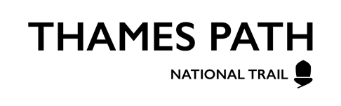 Logo: 'Thames Path' and 'National Trail' in black capitalised font with a black acorn symbol on the right.